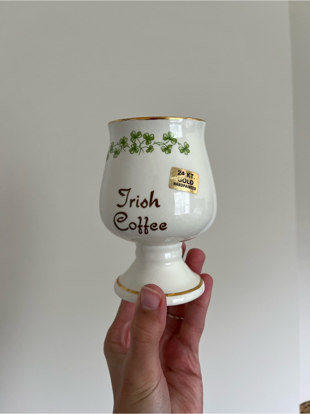 VTG Carrigcraft Carrigaline Irish Coffee Pedestal Mug 24K Gold Handpainted